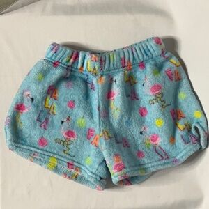 Colorful Fleece Flamingo Print PJ Shorts